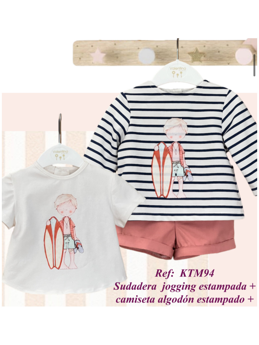 Conjunto Sira Valentina Sudadera, Camiseta y Short Niño Talla de Ropa 2A
