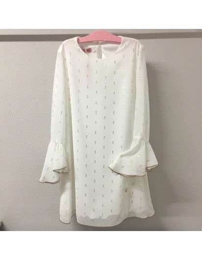 VESTIDO BELLA BIMBA YASIRA DORADO PLUMETI EVASE