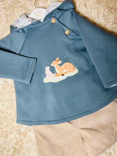 Conjunto Sudadera Ciervo-Conejo Valentina Bebes niño