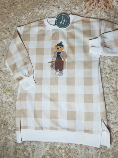Vestido colección CUADROS OSO  Mon Petit Bonbon Niña