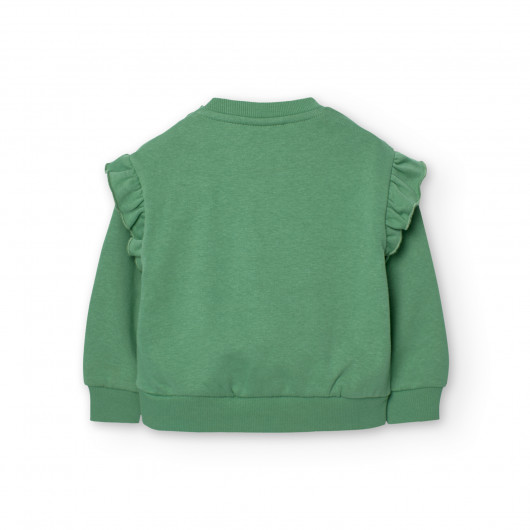Conjunto BOBOLI sudadera y pantalon largo niña VERDE VOLANTE