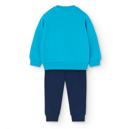 Conjunto BOBOLI sudadera y pantalon largo niño MONTAÑA AZUL