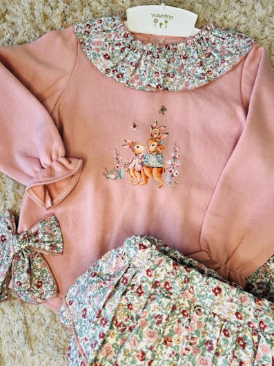 Conjunto Valentina Bebes Sudadera y braguita Florecitas niña