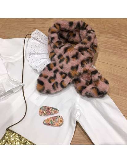 CUELLO LEOPARDO ROSA PELUCHE NINA