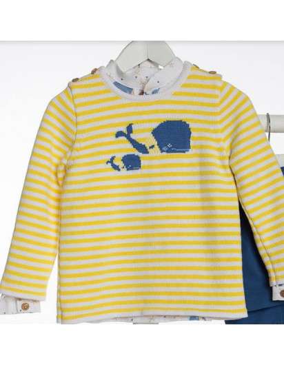 JERSEY KIDS CHOCOLATE BALLENAS RAYAS AMARILLO BEBE NINA NINO