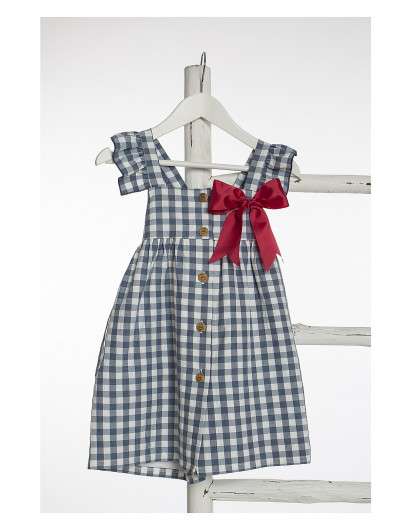 VESTIDO KIDS CHOCOLATE CUADROS AZUL ABOTONADO NINA
