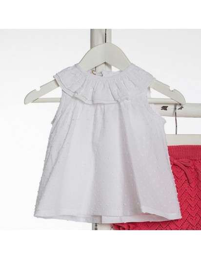 BLUSA KIDS CHOCOLATE PLUMETI CUELLO VOLANTE NINA