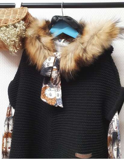 Capa Bella Bimba Negro Lurex Pelo Natural Nina