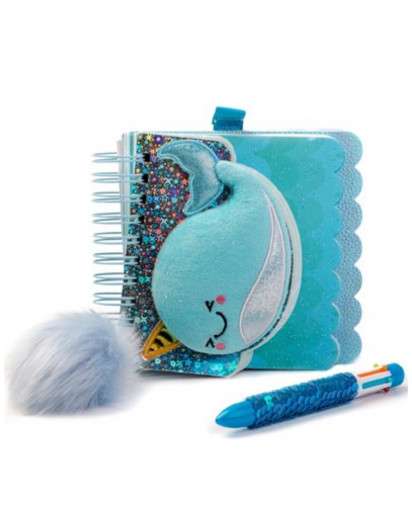 Cuaderno Ballena Unicornio y Bolígrafo Multicolor con Lentejuelas