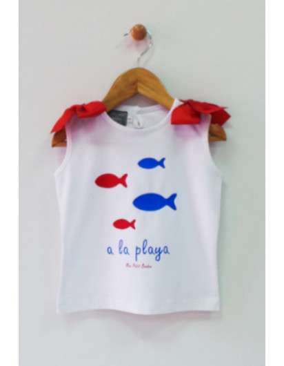 Conjunto Marinero Mon Petit Bonbon Camiseta y Braga rayas Volante