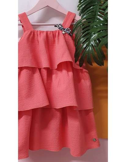 Vestido Paz Rodriguez Rosa Fucsia Volantes