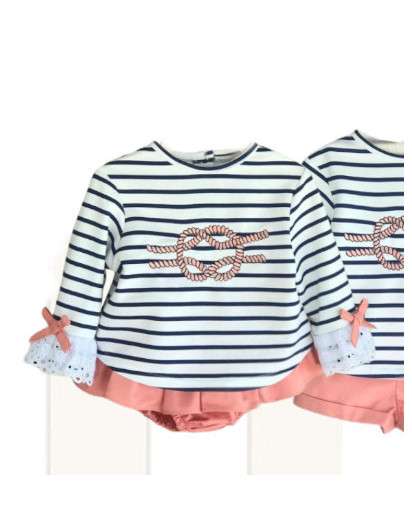 Conjunto Nudos Valentina Bebes Niña Braga y Camiseta