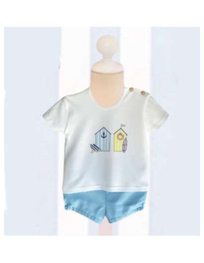 Conjunto Casetas Valentina Bebes Niño Bermuda y Camiseta
