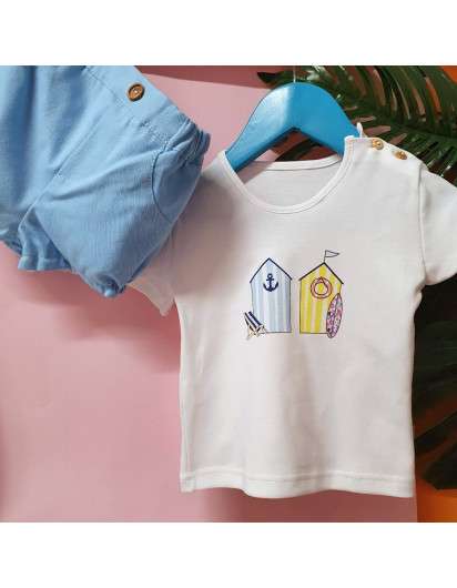 Conjunto Casetas Valentina Bebes Niño Bermuda y Camiseta