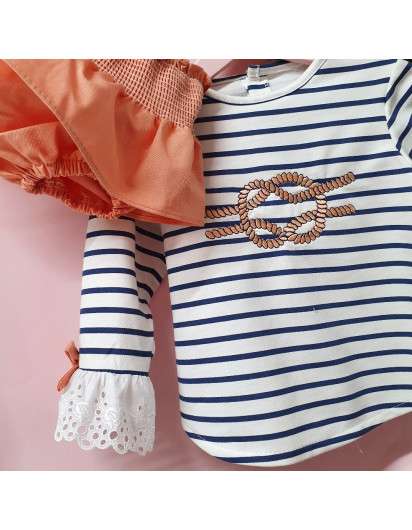 Conjunto Nudos Valentina Bebes Niña Braga y Camiseta