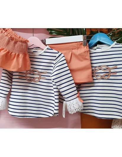 Conjunto Nudos Valentina Bebes Niña Braga y Camiseta