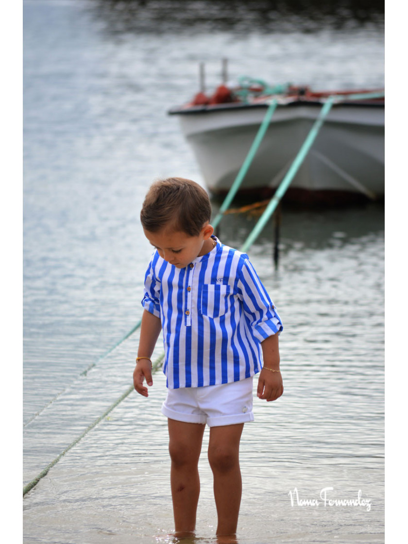 Culo compilar escritura Camisa Niño Noma Fernandez Sailor Rayas Azul MaunaLoa Kids Talla de Ropa 2A