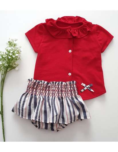 Conjunto Marinero Valentina Bebe  Polo y Bombacho Niña