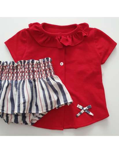 Conjunto Marinero Valentina Bebe  Polo y Bombacho Niña