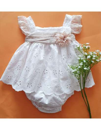 Vestido Blanco Valentina Bebes Bordado Niña