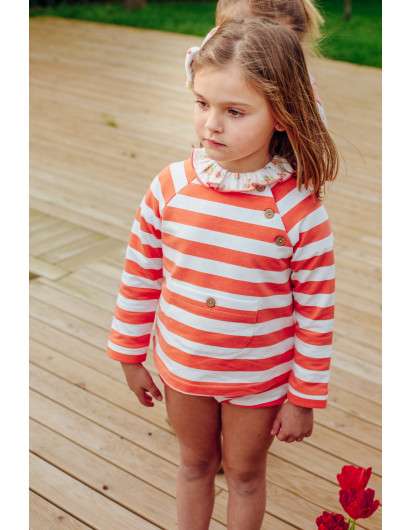 Sudadera  Rayas Jogging Baby Paris Coral