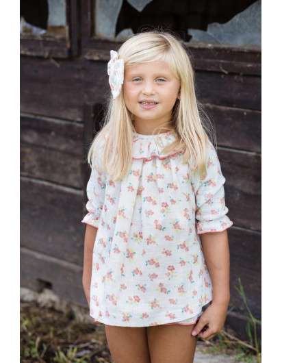 Vestido Baby Paris Flores Baby Manga Francesa